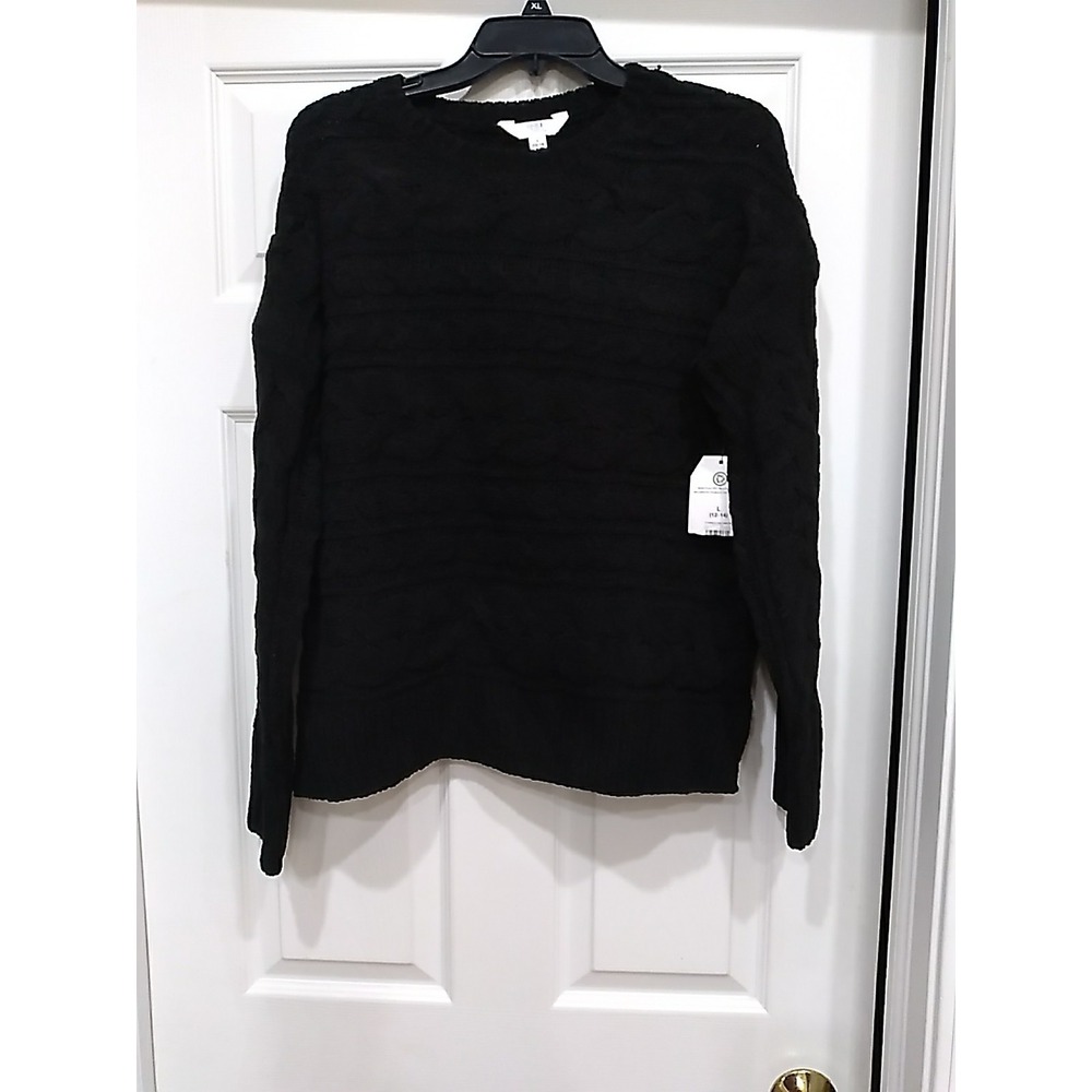 Time and Tru Chenille Pullover Black Cable‎ Sweater Women's Size Large 12-14